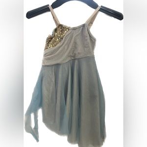 Girls dance costume blue and gold